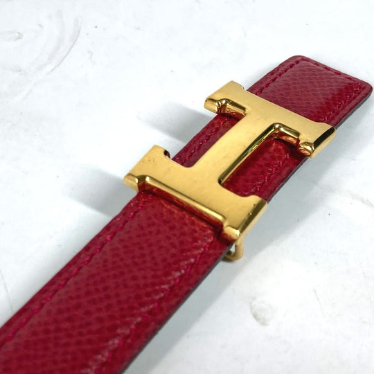 HERMES belt leather Red x green By color H belt Women 60 Used Authentic