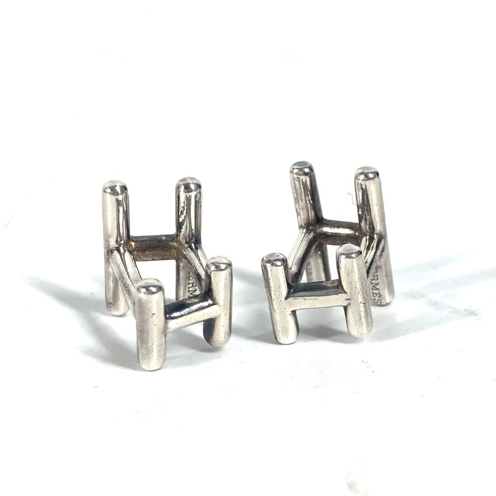 HERMES cuffs AG925 Silver H logo unisex(Unisex) Used Authentic