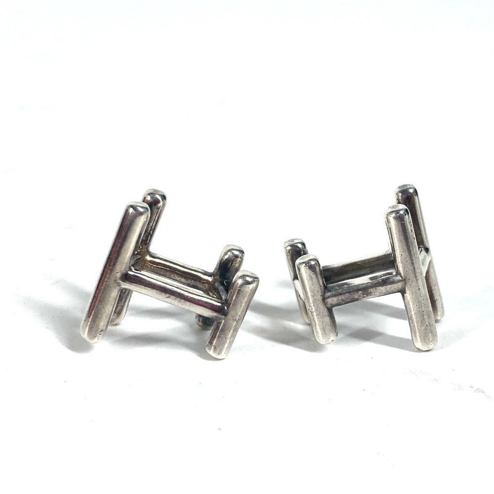 HERMES cuffs AG925 Silver H logo unisex(Unisex) Used Authentic