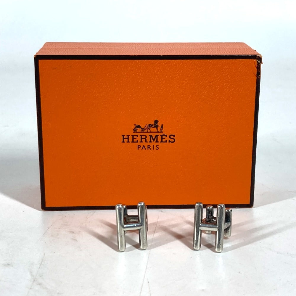 HERMES cuffs AG925 Silver H logo unisex(Unisex) Used Authentic