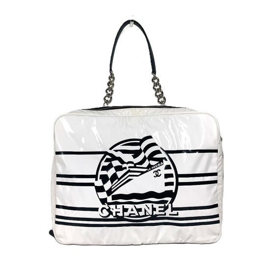 CHANEL Shoulder Bag PVC white LA PAUSA La Pausa CC COCO Mark logo Women Used Authentic