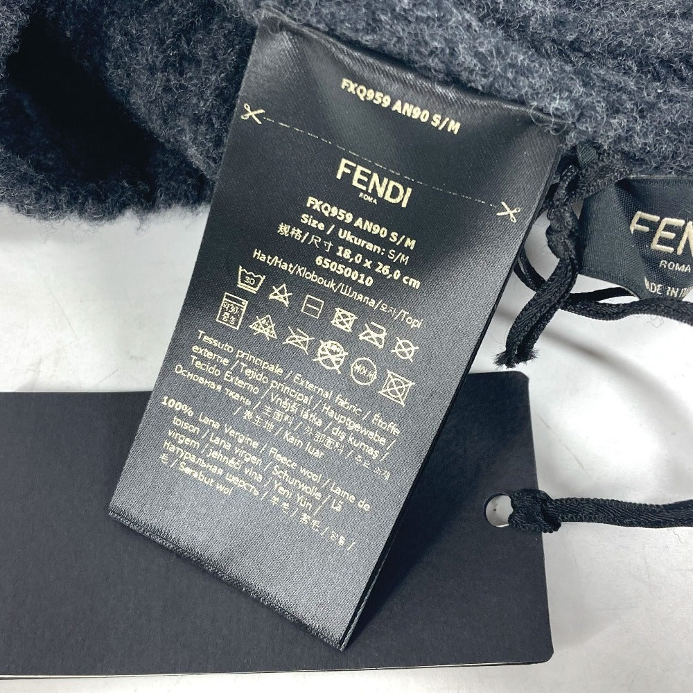 FENDI Knit hat FXQ959 wool gray Logo with pocket unisex(Unisex) Used Authentic
