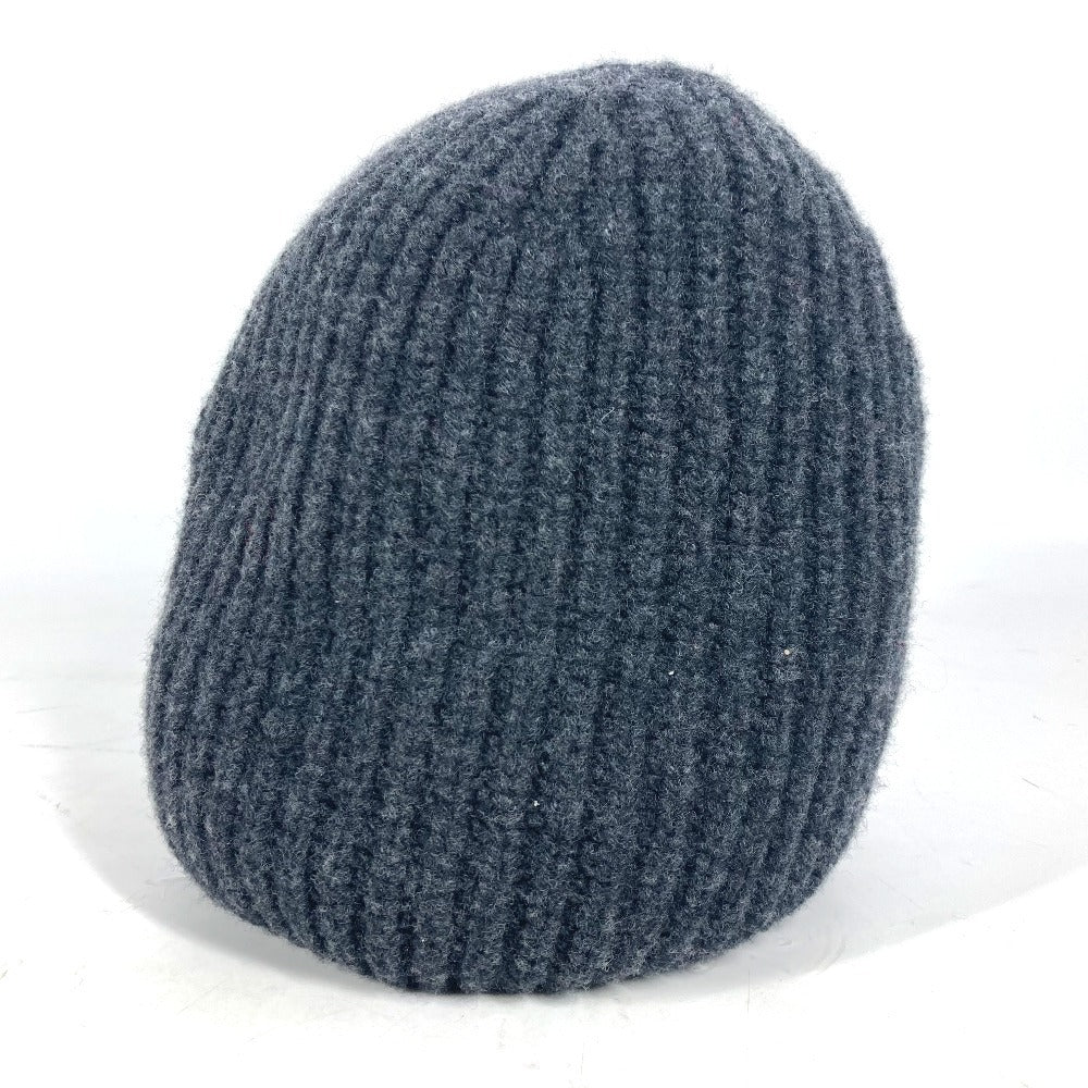 FENDI Knit hat FXQ959 wool gray Logo with pocket unisex(Unisex) Used Authentic