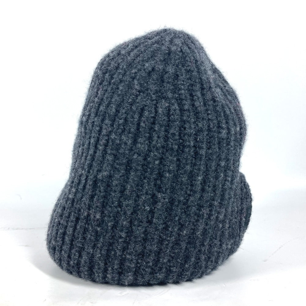 FENDI Knit hat FXQ959 wool gray Logo with pocket unisex(Unisex) Used Authentic