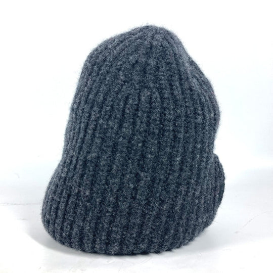 FENDI Knit hat FXQ959 wool gray Logo with pocket unisex(Unisex) Used Authentic