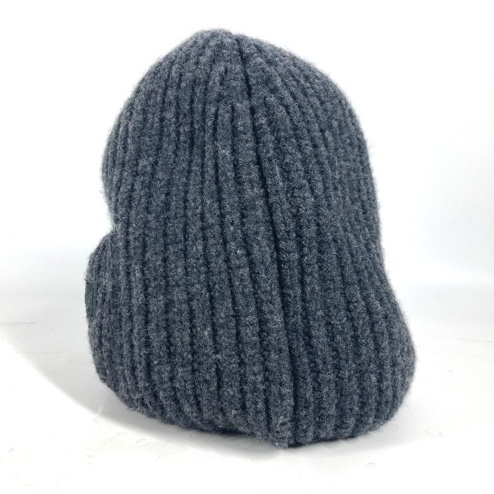 FENDI Knit hat FXQ959 wool gray Logo with pocket unisex(Unisex) Used Authentic