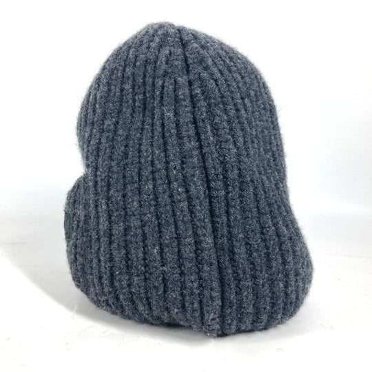 FENDI Knit hat FXQ959 wool gray Logo with pocket unisex(Unisex) Used Authentic