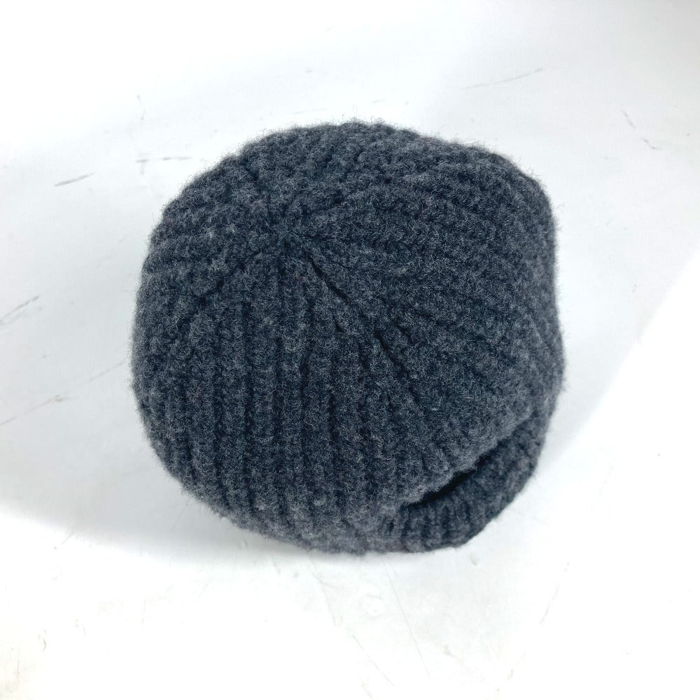 FENDI Knit hat FXQ959 wool gray Logo with pocket unisex(Unisex) Used Authentic