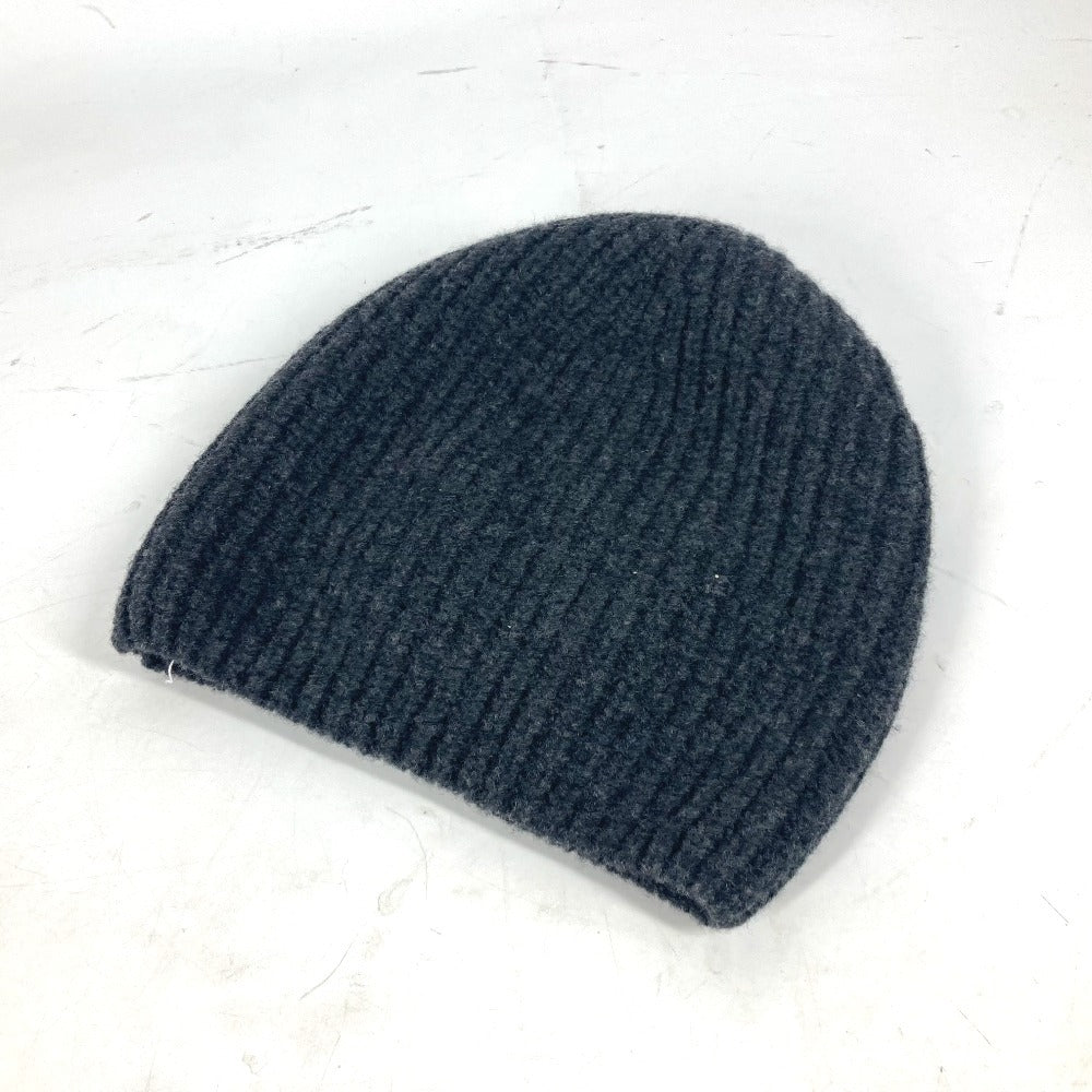 FENDI Knit hat FXQ959 wool gray Logo with pocket unisex(Unisex) Used Authentic