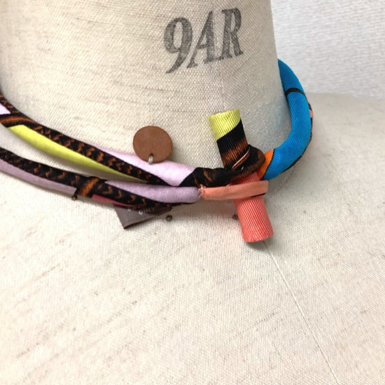 HERMES Necklace silk multicolor choker Petit h petit ash Women Used Authentic