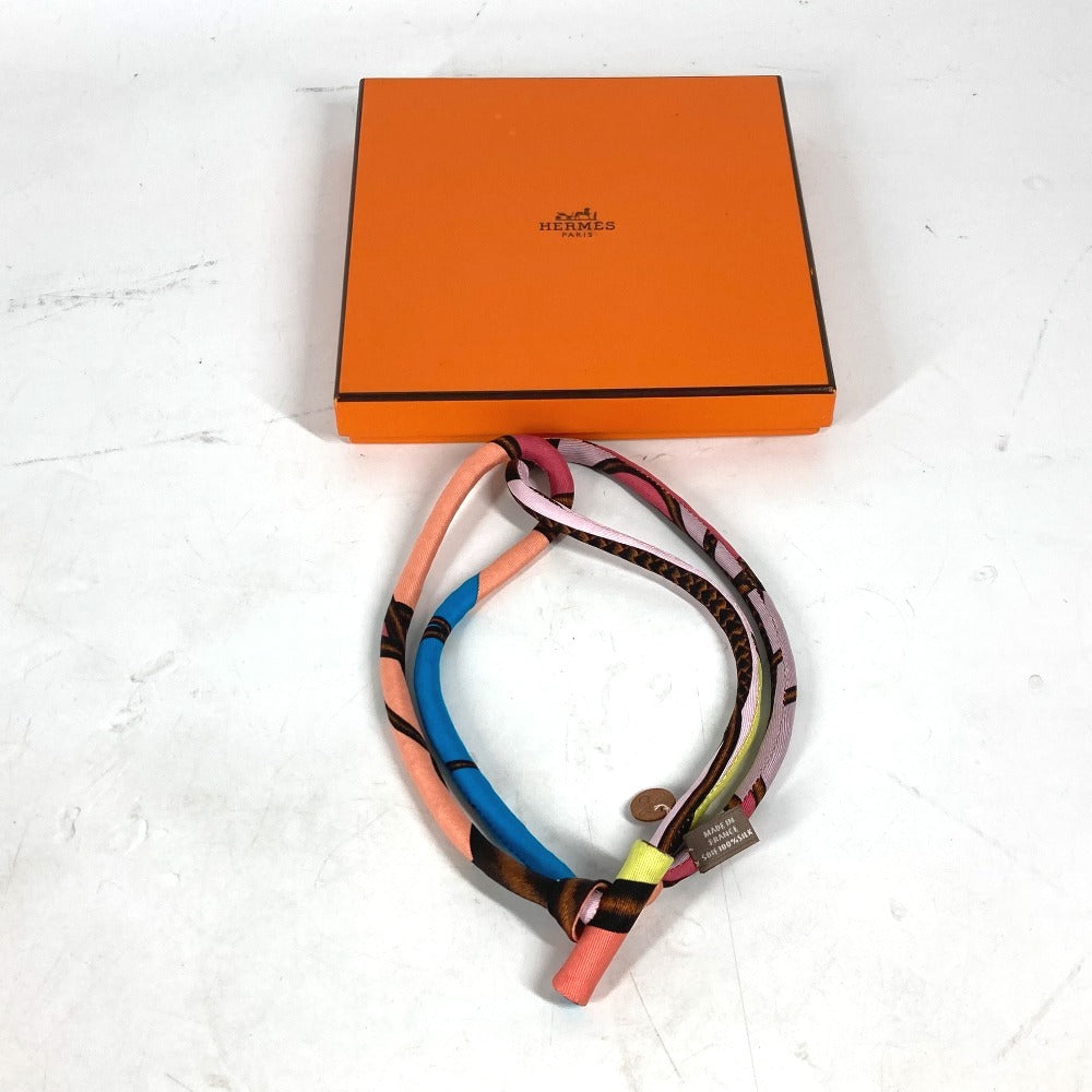 HERMES Necklace silk multicolor choker Petit h petit ash Women Used Authentic