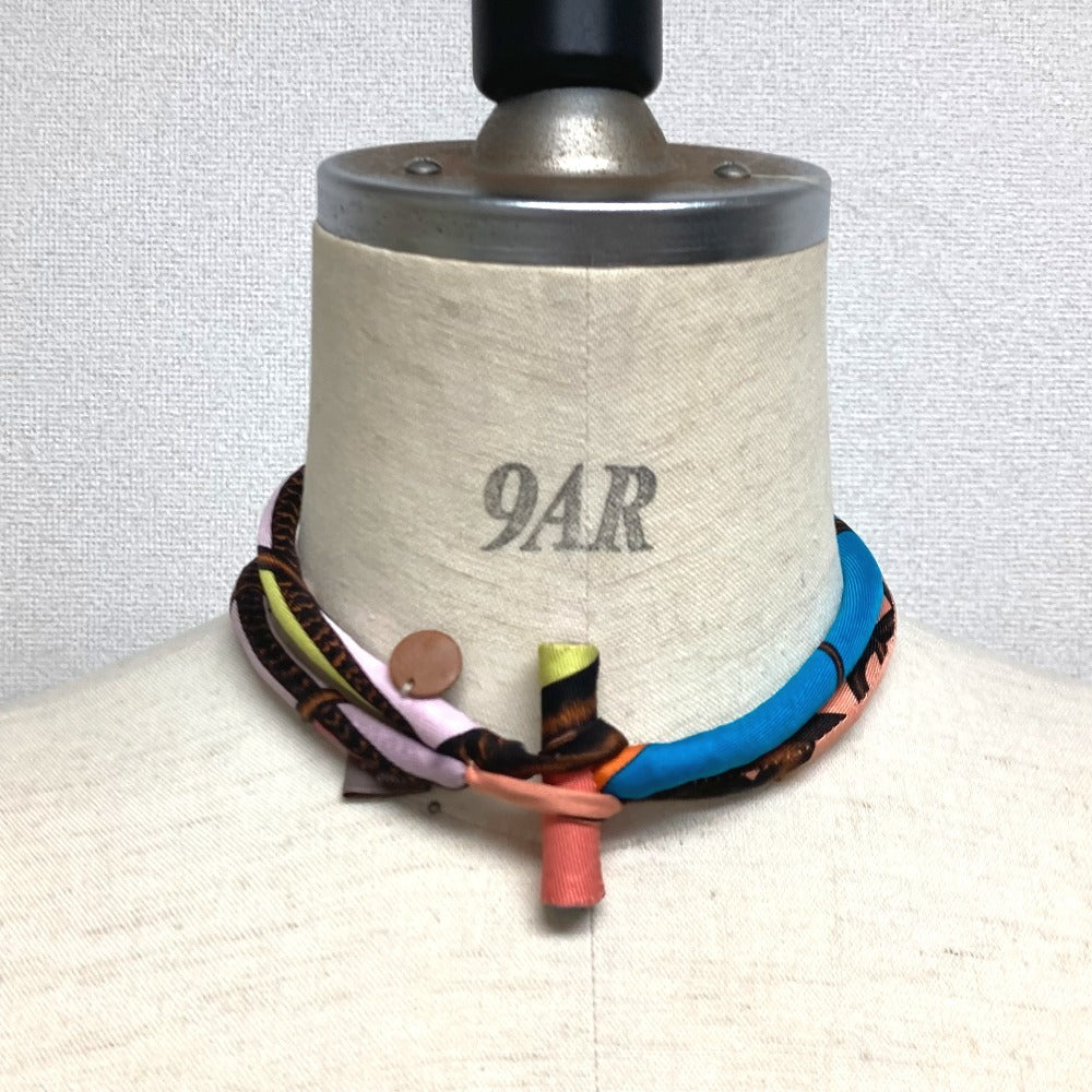 HERMES Necklace silk multicolor choker Petit h petit ash Women Used Authentic