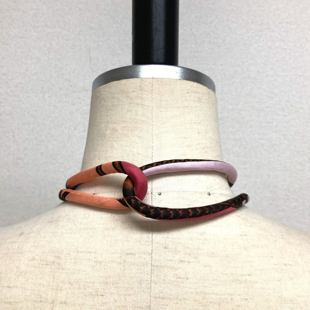 HERMES Necklace silk multicolor choker Petit h petit ash Women Used Authentic