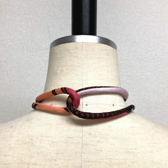 HERMES Necklace silk multicolor choker Petit h petit ash Women Used Authentic