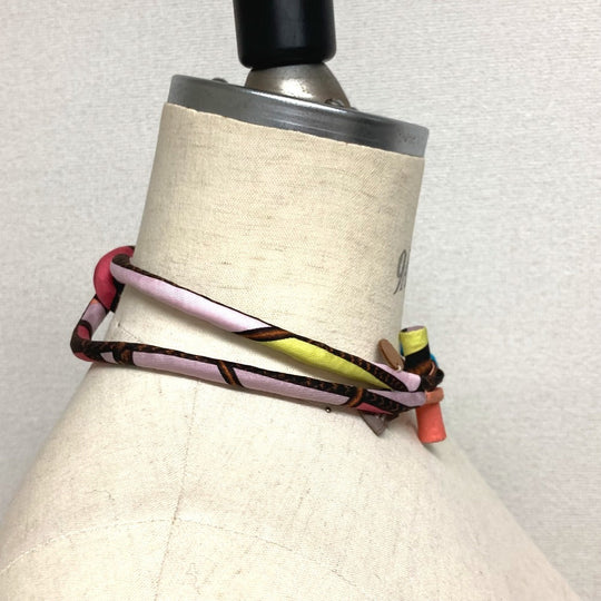 HERMES Necklace silk multicolor choker Petit h petit ash Women Used Authentic
