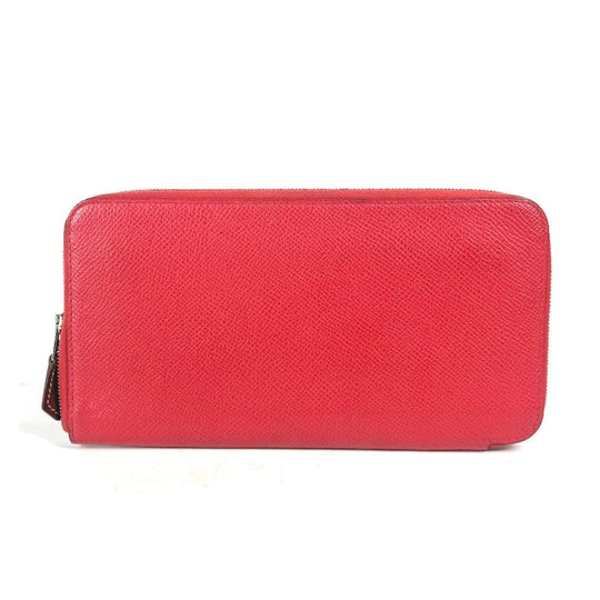 HERMES Long Wallet Purse Epsom Red Zip Around long wallet Azap long silk in unisex(Unisex) Used Authentic