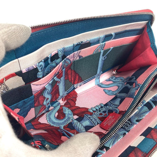 HERMES Long Wallet Purse Epsom Red Zip Around long wallet Azap long silk in unisex(Unisex) Used Authentic