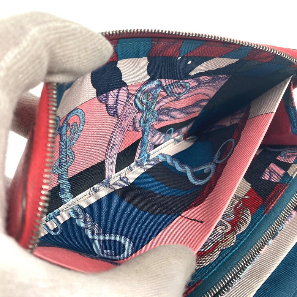 HERMES Long Wallet Purse Epsom Red Zip Around long wallet Azap long silk in unisex(Unisex) Used Authentic