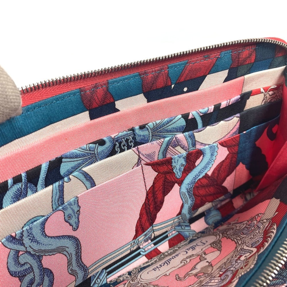 HERMES Long Wallet Purse Epsom Red Zip Around long wallet Azap long silk in unisex(Unisex) Used Authentic