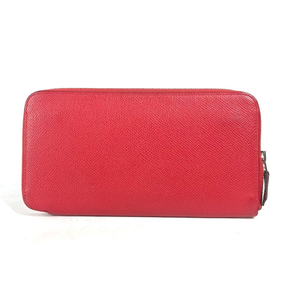 HERMES Long Wallet Purse Epsom Red Zip Around long wallet Azap long silk in unisex(Unisex) Used Authentic