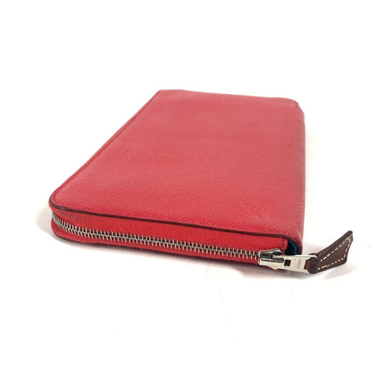 HERMES Long Wallet Purse Epsom Red Zip Around long wallet Azap long silk in unisex(Unisex) Used Authentic