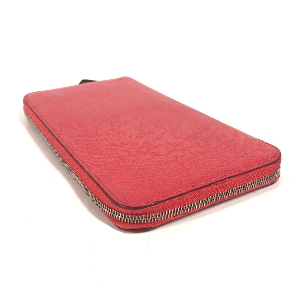 HERMES Long Wallet Purse Epsom Red Zip Around long wallet Azap long silk in unisex(Unisex) Used Authentic