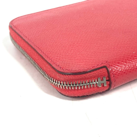 HERMES Long Wallet Purse Epsom Red Zip Around long wallet Azap long silk in unisex(Unisex) Used Authentic