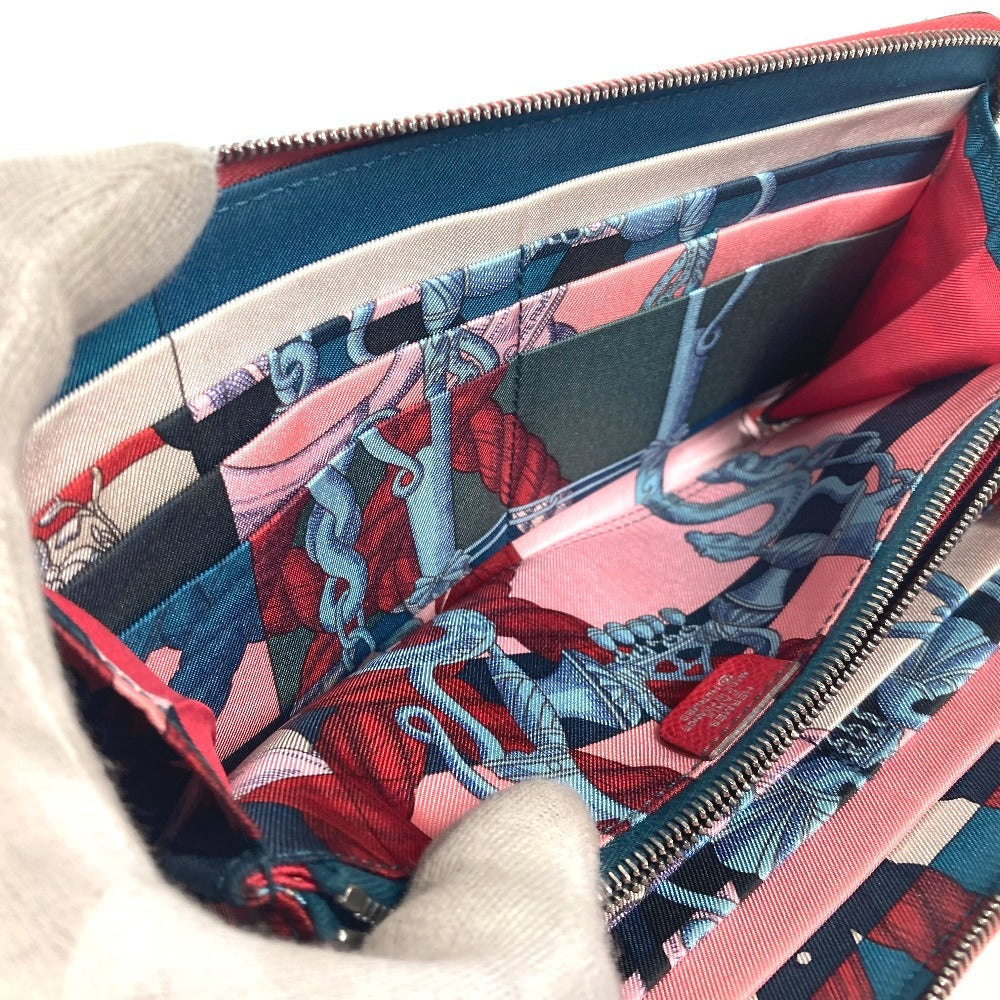 HERMES Long Wallet Purse Epsom Red Zip Around long wallet Azap long silk in unisex(Unisex) Used Authentic