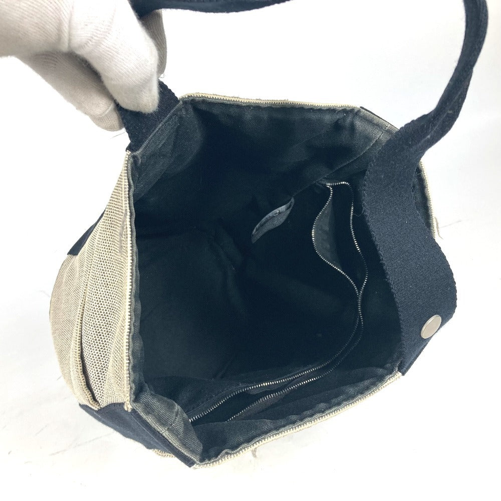 HERMES Handbag canvas black Bucket type Sakso MM Women Used Authentic