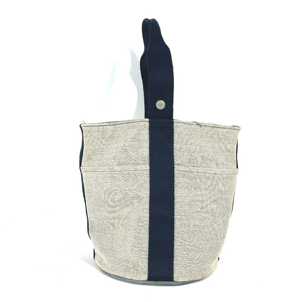 HERMES Handbag canvas black Bucket type Sakso MM Women Used Authentic