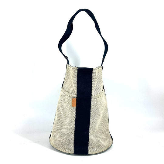 HERMES Handbag canvas black Bucket type Sakso MM Women Used Authentic