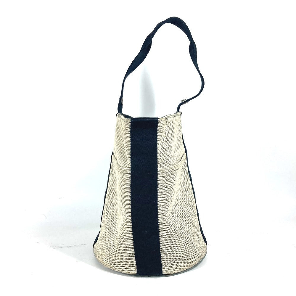 HERMES Handbag canvas black Bucket type Sakso MM Women Used Authentic