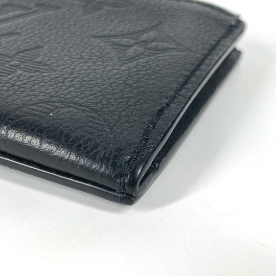 LOUIS VUITTON Coin case M82245 leather black Monogram shadow compact coin card holder mens(Unisex) Used Authentic