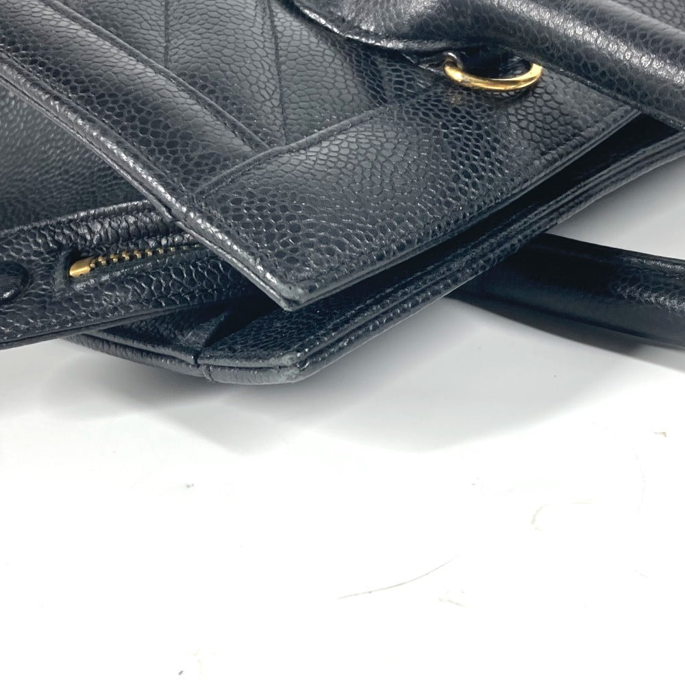 CHANEL Handbag Caviar skin black vintage Vstitch Cocoball Women Used Authentic