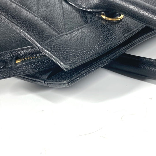 CHANEL Handbag Caviar skin black vintage Vstitch Cocoball Women Used Authentic