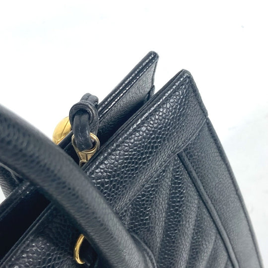 CHANEL Handbag Caviar skin black vintage Vstitch Cocoball Women Used Authentic