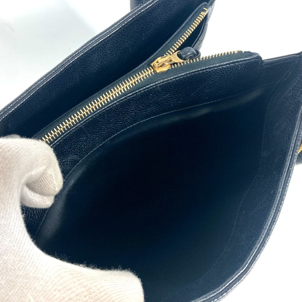 CHANEL Handbag Caviar skin black vintage Vstitch Cocoball Women Used Authentic