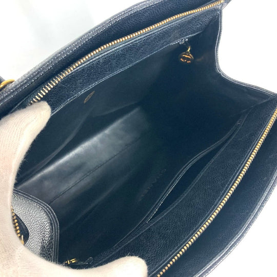 CHANEL Handbag Caviar skin black vintage Vstitch Cocoball Women Used Authentic