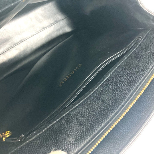 CHANEL Handbag Caviar skin black vintage Vstitch Cocoball Women Used Authentic