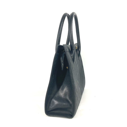 CHANEL Handbag Caviar skin black vintage Vstitch Cocoball Women Used Authentic