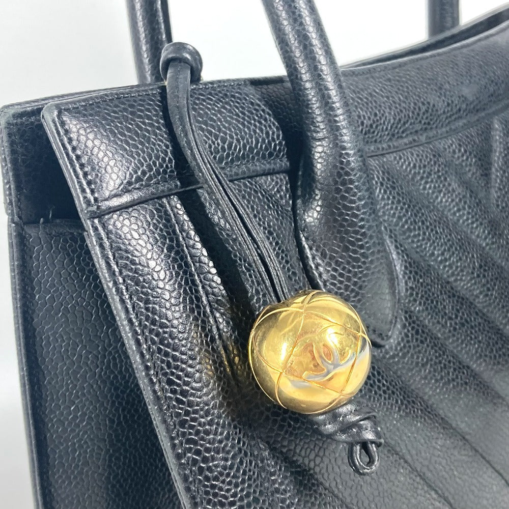 CHANEL Handbag Caviar skin black vintage Vstitch Cocoball Women Used Authentic