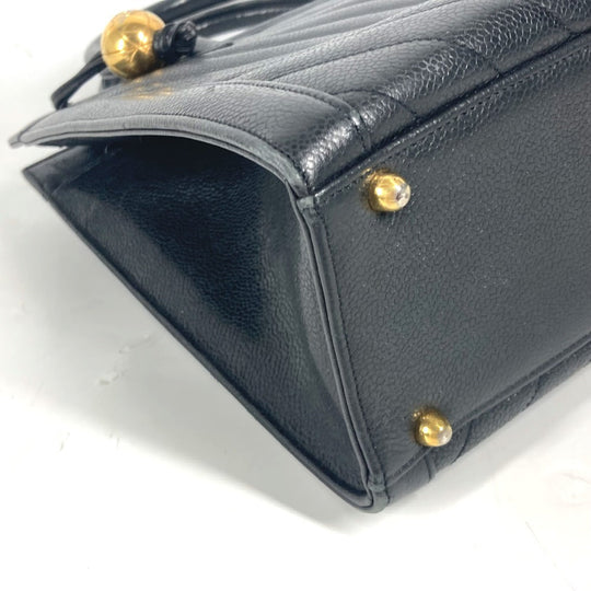 CHANEL Handbag Caviar skin black vintage Vstitch Cocoball Women Used Authentic