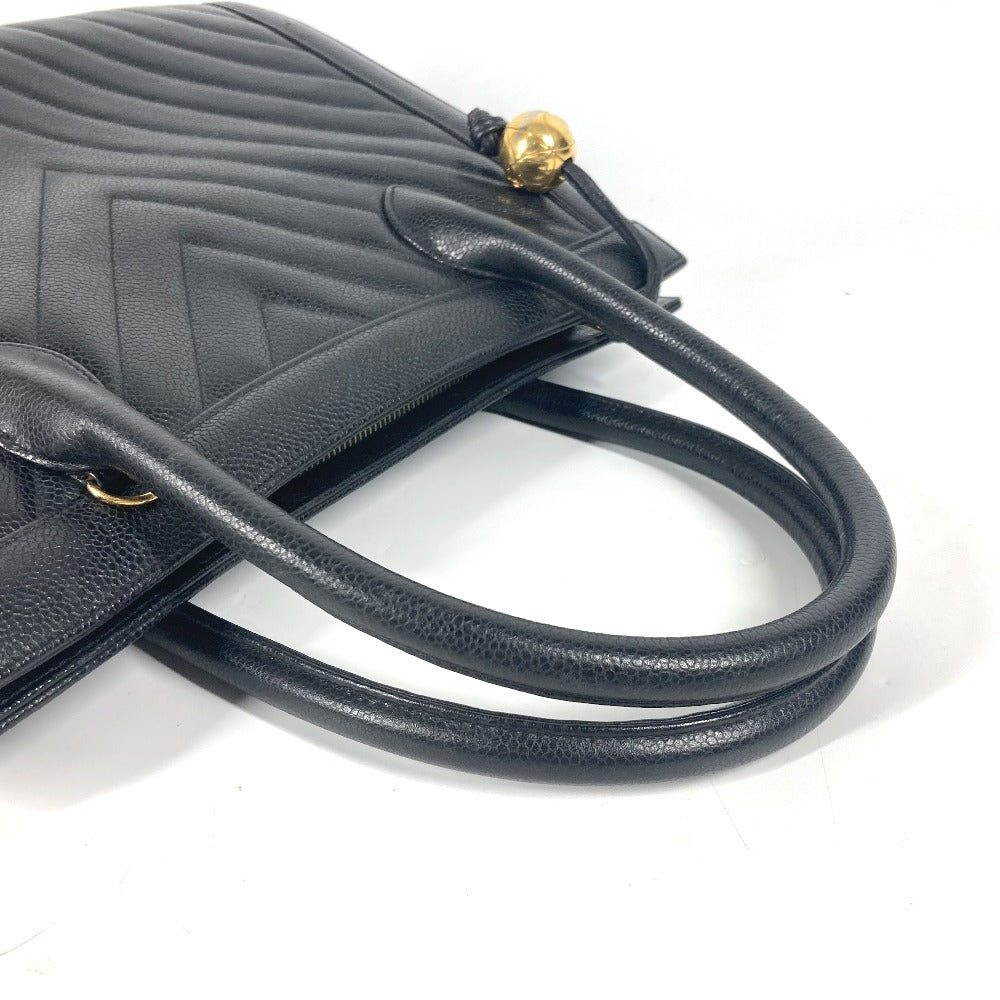 CHANEL Handbag Caviar skin black vintage Vstitch Cocoball Women Used Authentic