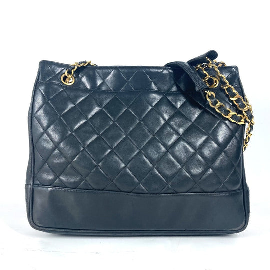 CHANEL Shoulder Bag lambskin black vintage Matelasse quilting CC COCO Mark logo Women Used Authentic