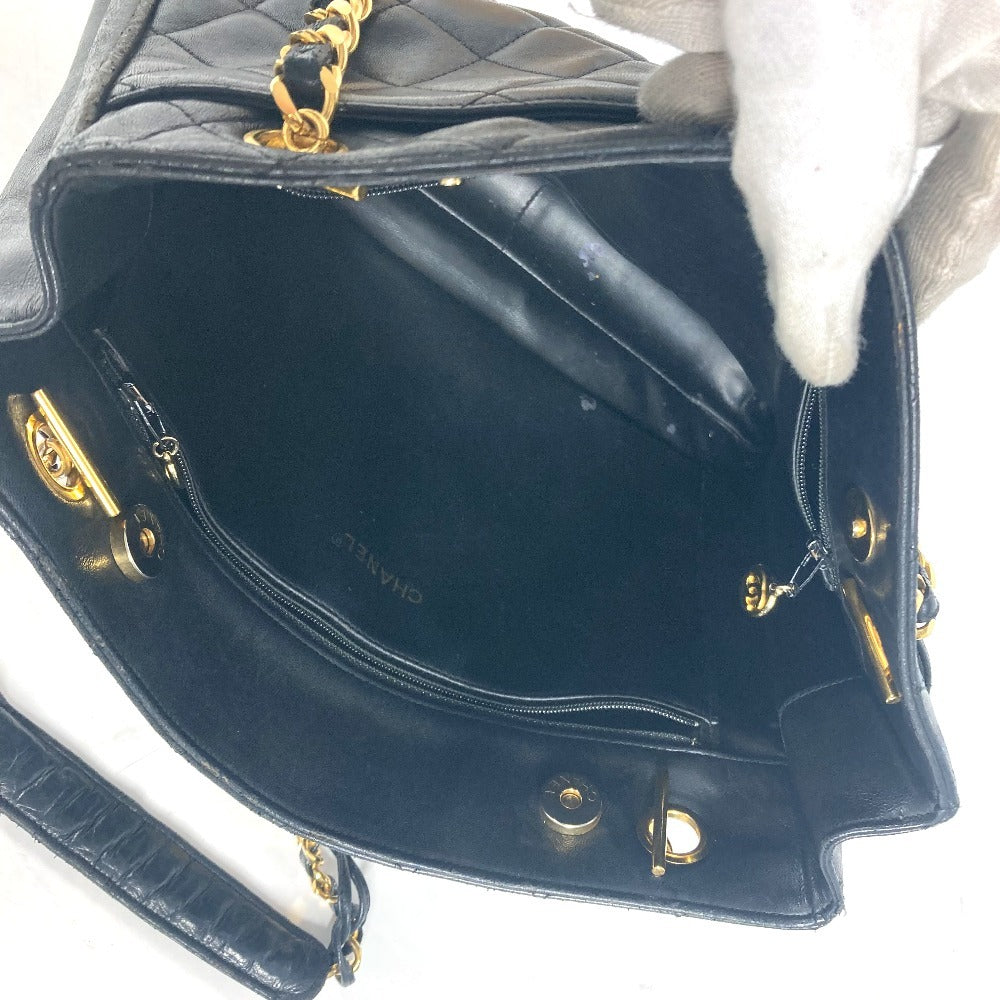 CHANEL Shoulder Bag lambskin black vintage Matelasse quilting CC COCO Mark logo Women Used Authentic