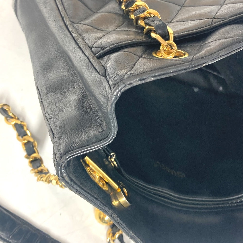 CHANEL Shoulder Bag lambskin black vintage Matelasse quilting CC COCO Mark logo Women Used Authentic