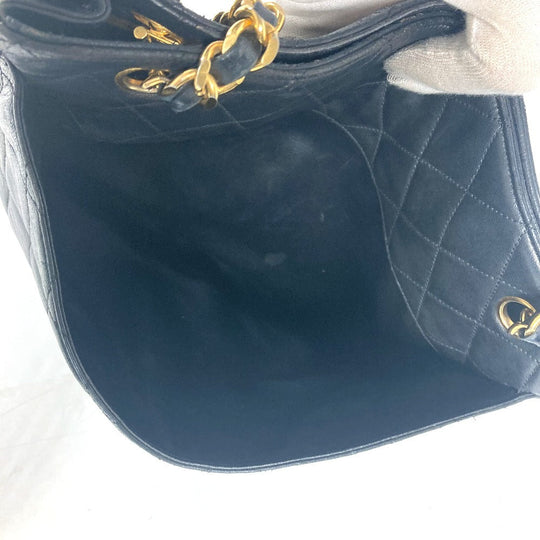 CHANEL Shoulder Bag lambskin black vintage Matelasse quilting CC COCO Mark logo Women Used Authentic