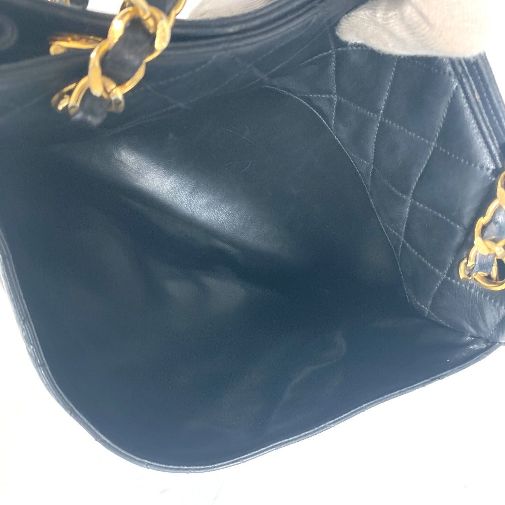 CHANEL Shoulder Bag lambskin black vintage Matelasse quilting CC COCO Mark logo Women Used Authentic