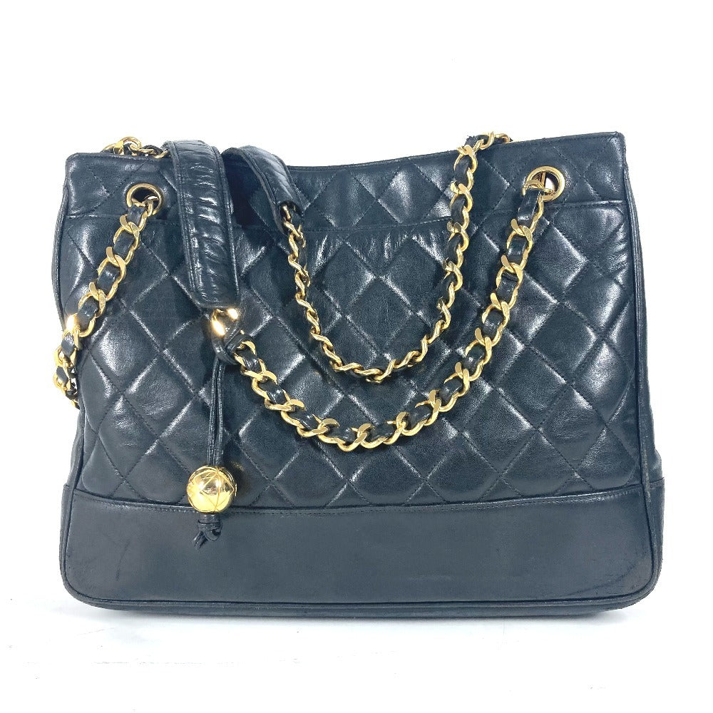 CHANEL Shoulder Bag lambskin black vintage Matelasse quilting CC COCO Mark logo Women Used Authentic