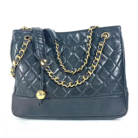 CHANEL Shoulder Bag lambskin black vintage Matelasse quilting CC COCO Mark logo Women Used Authentic